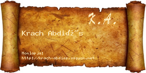 Krach Abdiás névjegykártya